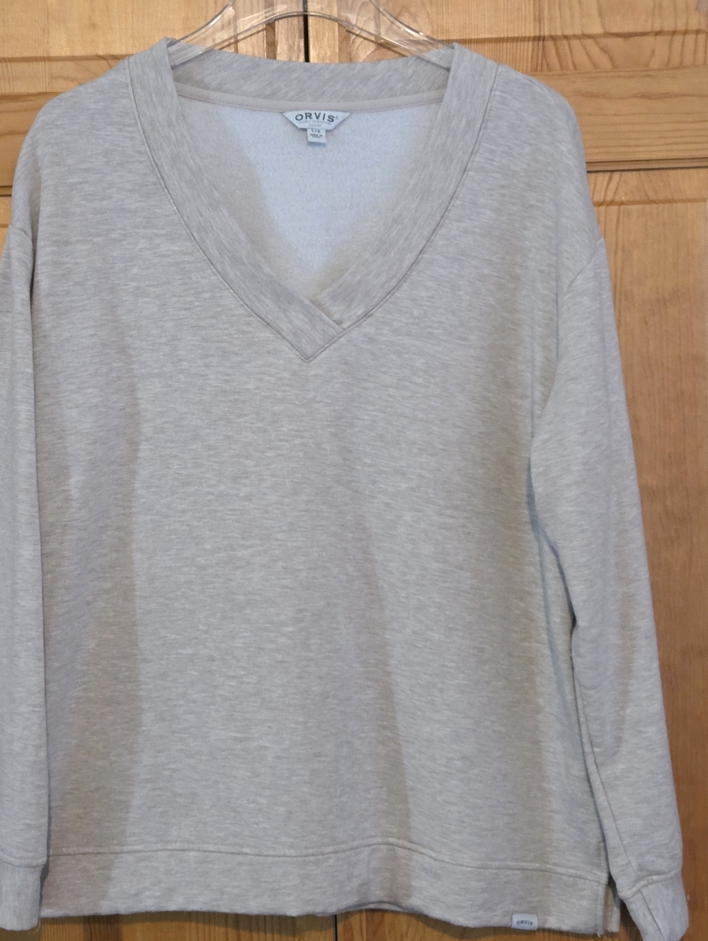 Orvis Women’s L V-neck Sweatshirt Modal Long Sleeve Airport Chic